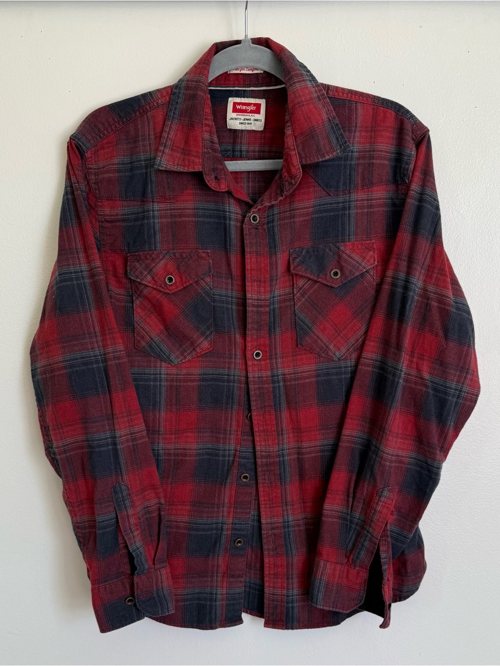 Wrangler Red & Black Plaid Lightweight Shirt Jacket